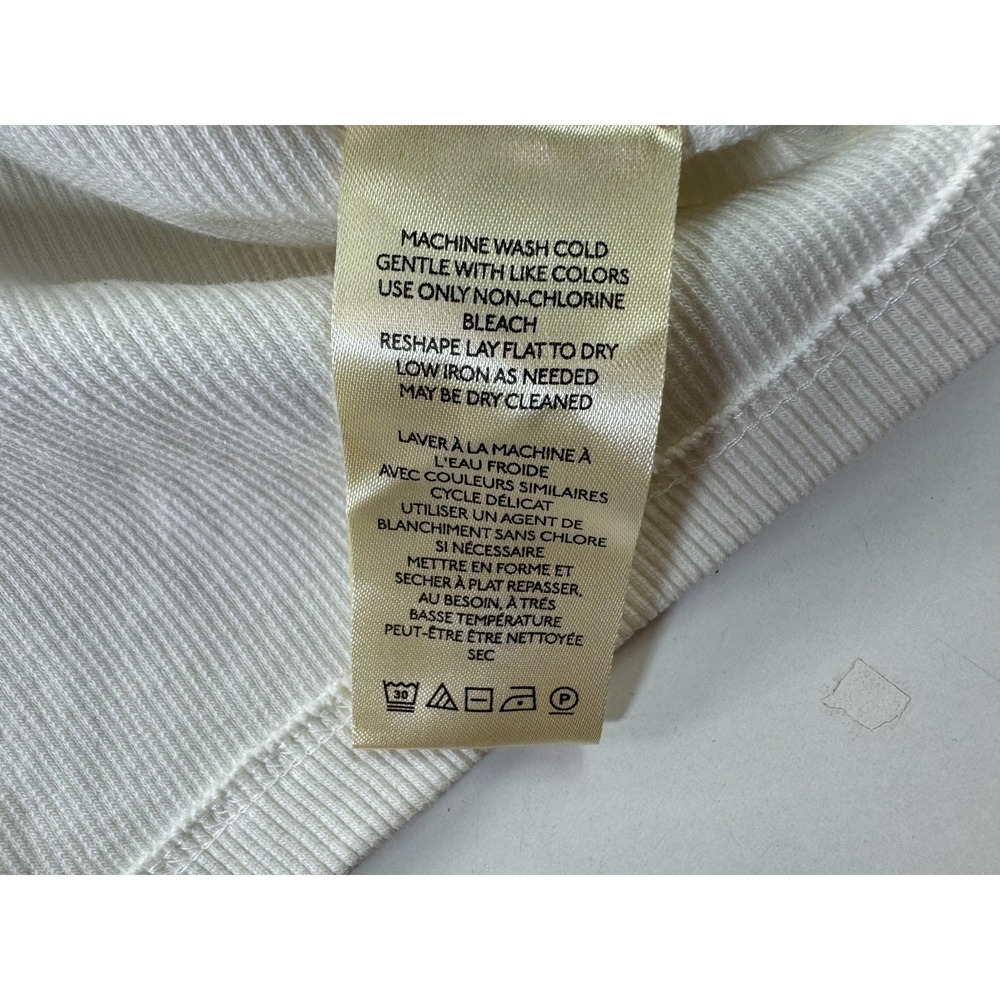 Maeve Anthropologie Shirt Womens Large White Puff Sleeve Tie Cuff V Neck Top - Picture 7 of 11